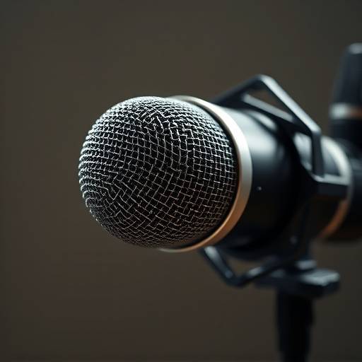 Close-up of a professional studio microphone